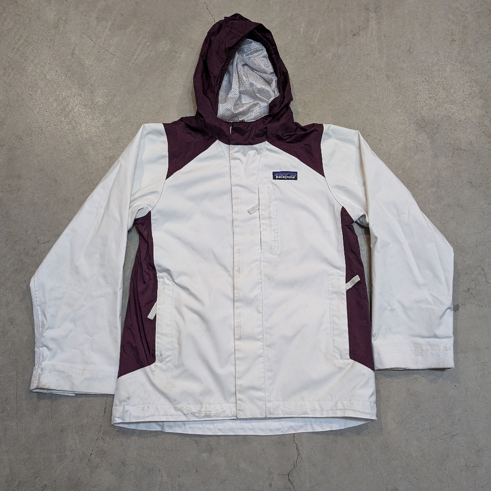 Patagonia 3-in-1 Jacket Girls M White and Purple Jacket Stains